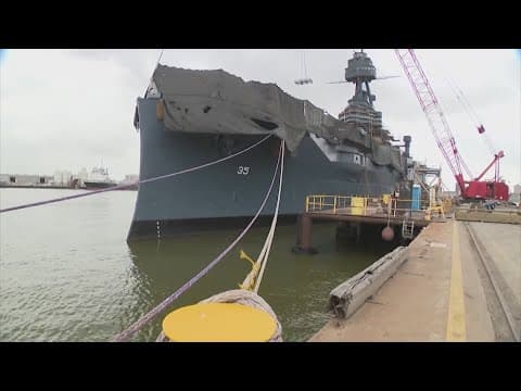 Where will Battleship Texas be on display after renovations in Galveston?