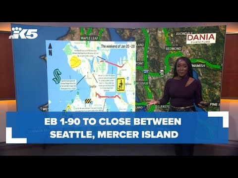 Eastbound I-90 to close between Seattle, Mercer Island on Friday night