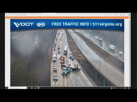 WATCH: All lanes blocked on I-95 due to tractor trailer crash