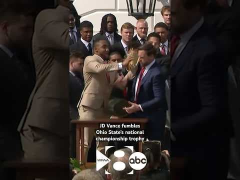 FUMBLE 🏈 | Vice President JD Vance drops Ohio State’s national championship trophy