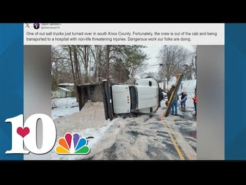 Salt truck overturns in South Knox County