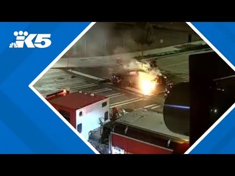 Car bursts into flames in SoDo