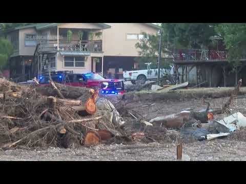 Cleanup underway on the Guadalupe River in Kerrville, Texas
