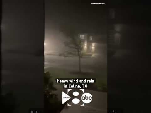 Heavy wind and rain were seen in Celina, TX as thunderstorms entered North Texas.