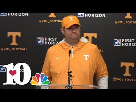 Tennessee football coach Josh Heupel speaks after first fall scrimmage