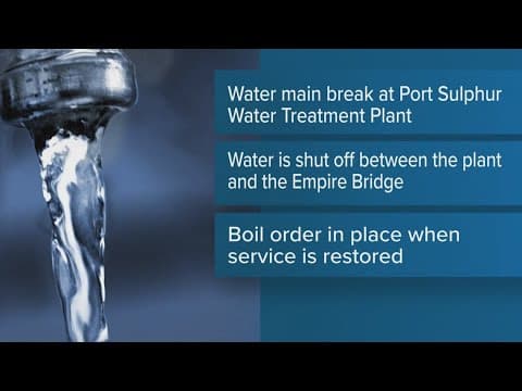 Water shut off in parts of Plaquemines Parish due to water main break. Boil advisory expected