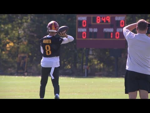 Marcus Mariota ready to step in again for an injured Jayden Daniels