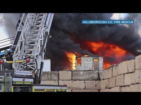 3-alarm scrap metal fire continues to burn in Tampa after 7 hours