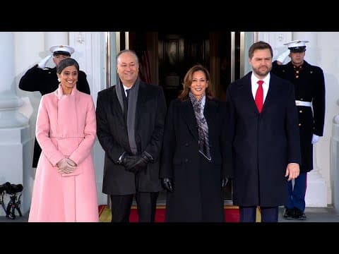 VP Kamala Harris and Second Gentleman Emhoff greet VP-elect JD Vance and Usha Vance at White House