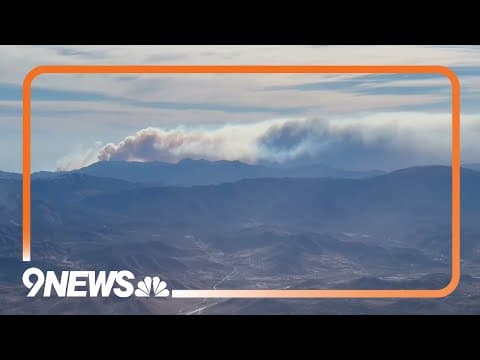 Aerial view of a smoke trail from some of the Los Angeles wildfires