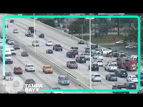 Traffic builds on I-275 in downtown Tampa due to multiple crashes