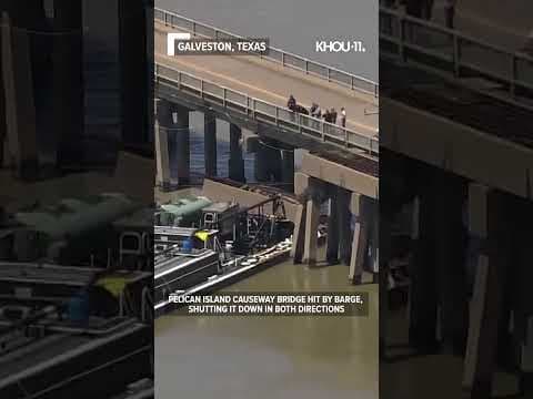 Barge hits Pelican Island Causeway Bridge leading to portion collapsing, Galveston officials say