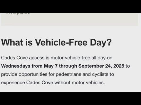 Cades Cove vehicle-free days postponed