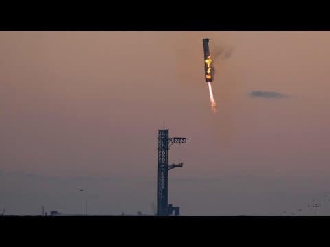 SpaceX Starship launch: Mechanical arms catch rocket booster back at the launch pad