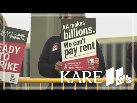 American Airlines flight attendants picketing outside MSP say they're prepared to strike