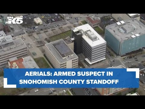 Aerials: Armed suspect in standoff with police at Snohomish County government campus