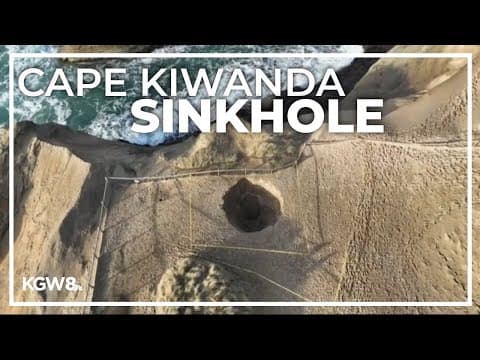 Sinkhole forms at Cape Kiwanda on Oregon coast