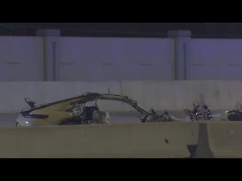 Entrance lanes of I-635 closed after car crashes into construction area