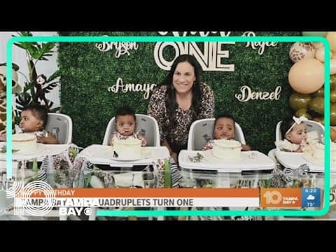 Parents of viral quadruplets celebrate babies' first birthday