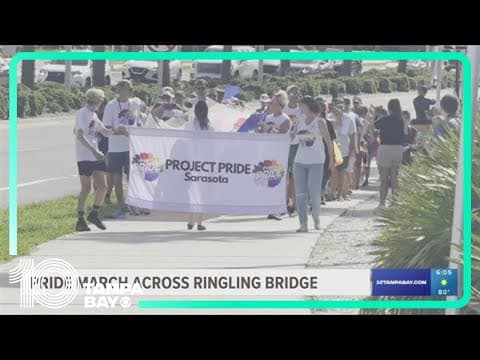 Activists hold Pride march across Ringling Bridge in Sarasota