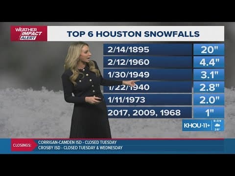 How does Tuesday's snow stack up with snowiest days in Houston history