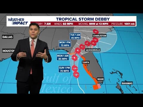 Tracking the Tropics: Tropical Storm Debby continues on path toward Florida coast