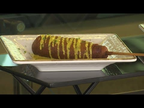 Trying some of the new food items at the Indianapolis Motor Speedway