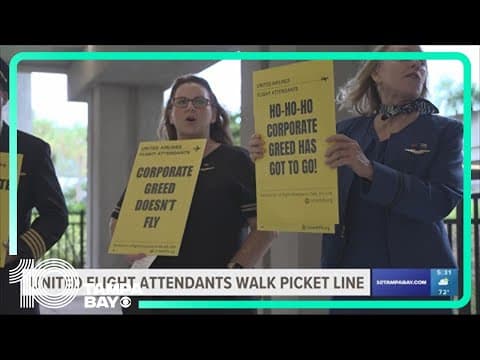 United Airlines flight attendants join picket line at TPA demanding new contract