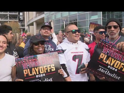 Fans show up to support Texans as the team heads to Kansas City to take on the Chiefs in the NFL pla