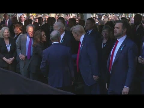 Donald Trump, Kamala Harris shake hands at 9/11 memorial event
