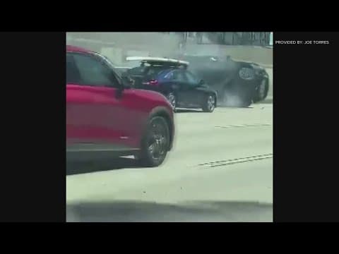 Dramatic freeway crash caught on camera