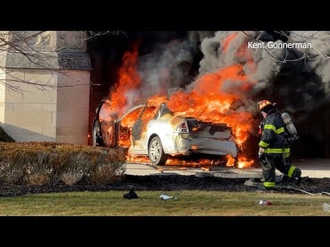 Car fire at Second Presbyterian Church in Indianapolis