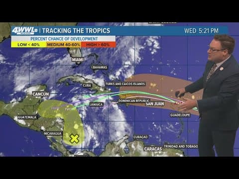 Wednesday 5PM Tropical Update: Latest look at 2 spots in Caribbean with development potential this w