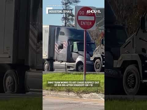 SWAT officers work to get chase suspect out of big rig on I-10 during standoff #shorts