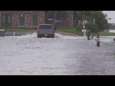 Coastal road flooding in Louisiana from Tropical Storm Alberto