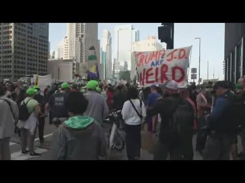 Democratic National Convention begins in Chicago with protests taking over downtown