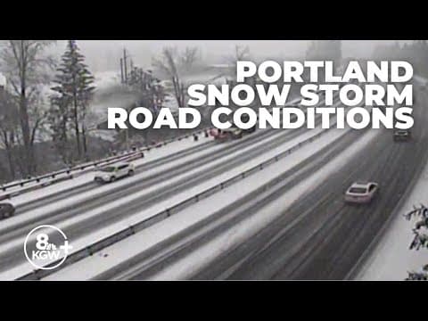 Live look: Snowy road conditions in Portland metro area