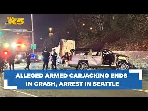 Alleged armed carjacking ends in crash, arrest in Seattle's South Park neighborhood
