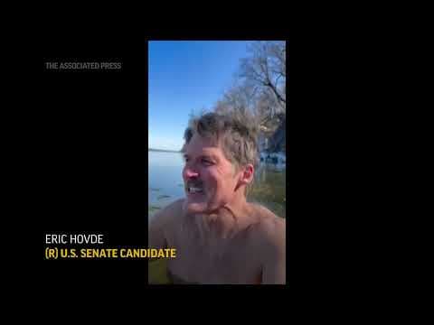 Shirtless US Senate candidate submerges himself in Wisconsin lake, issues challenge to opponent