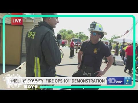 Firefighters give demonstration about what responders do