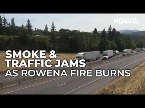 Heavy traffic congestion in Hood River after wildfire smoke closes I-84
