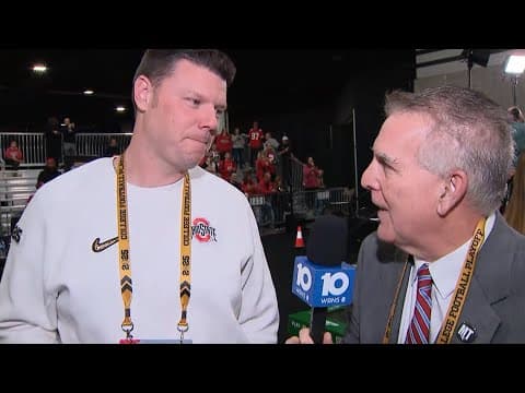 OL coach Justin Frye | Ohio State Media Day at CFP National Championship in Atlanta