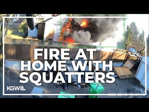 Fire at Portland house with squatters threatens next door property | Raw video