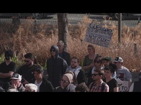 Protesters gather in downtown Dallas to voice frustrations over cuts to the federal government