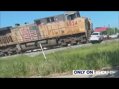 Train slams into car sitting on tracks in southeast Houston