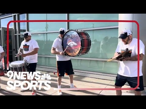 Denver Broncos Stampede drum line performs at 2024 jersey release party