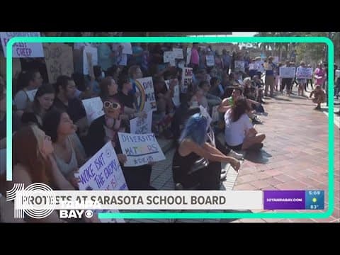 Sarasota County School board greeted by protesters prior to vote for consulting firm