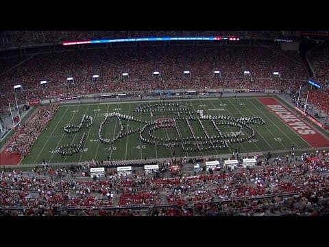 Ohio State, Ohio University marching bands combine for halftime show