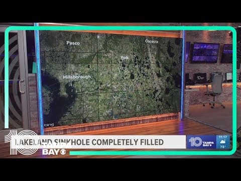 Lakeland sinkhole completely filled after opening about  75 feet wide