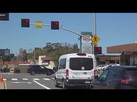 New pedestrian crossing lights flashing on El Cajon Boulevard